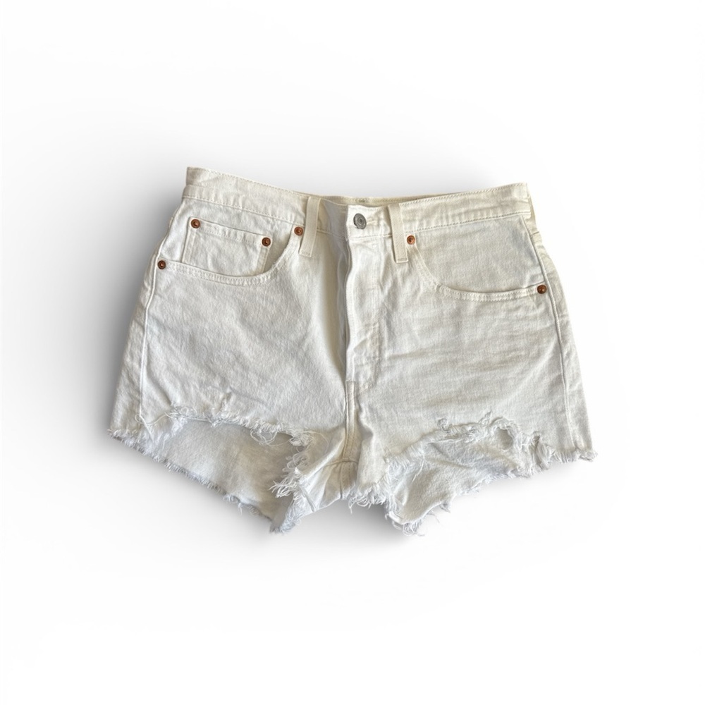 Levi 501 White Denim Shorts